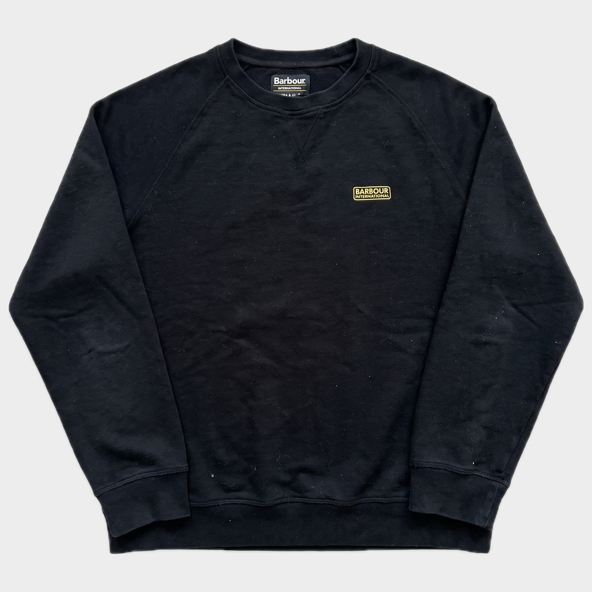 Glattes Liegefoto: Vintage Barbour Sweater (M) (KI-Aufbereitung, Zustand siehe echte Fotos)