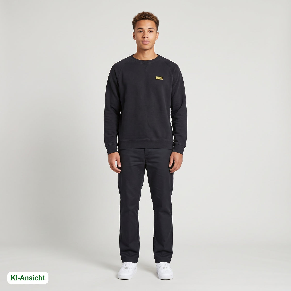 KI-Ansicht: Vintage Barbour Sweater (M) getragen (KI-Visualisierung, Zustand siehe echte Fotos)