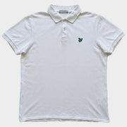 Glattes Liegefoto: Vintage Lyle & Scott Poloshirt (M) (KI-Aufbereitung, Zustand siehe echte Fotos)