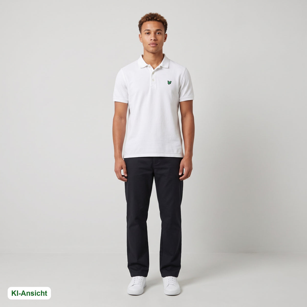 KI-Ansicht: Vintage Lyle & Scott Poloshirt (M) getragen (KI-Visualisierung, Zustand siehe echte Fotos)