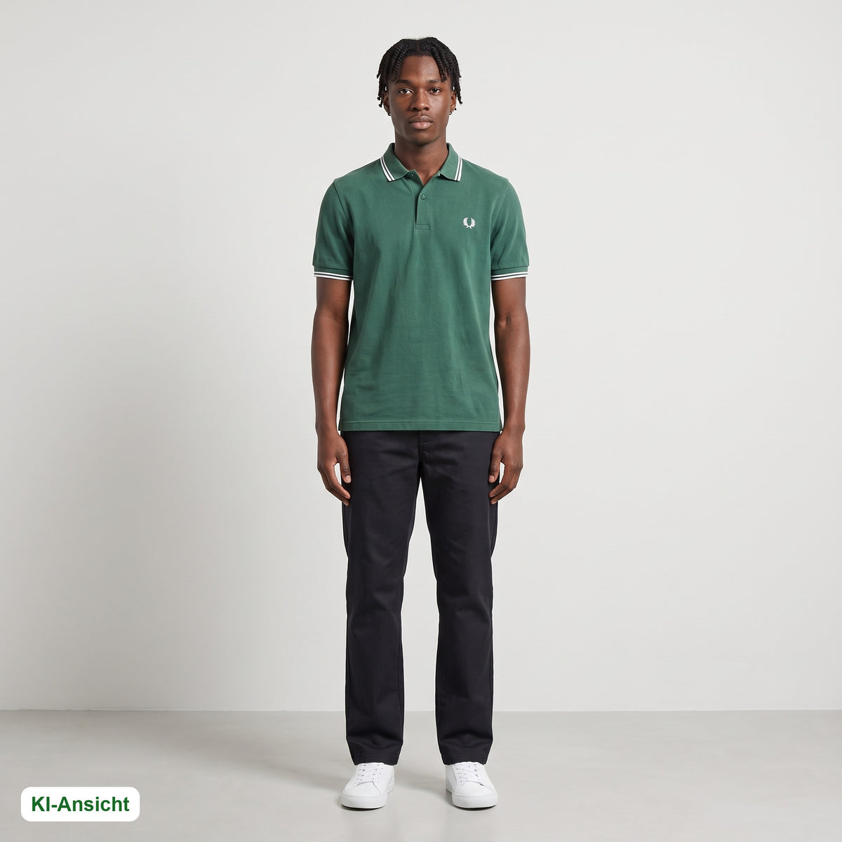 KI-Ansicht: Vintage Fred Perry Poloshirt (M) getragen (KI-Visualisierung, Zustand siehe echte Fotos)