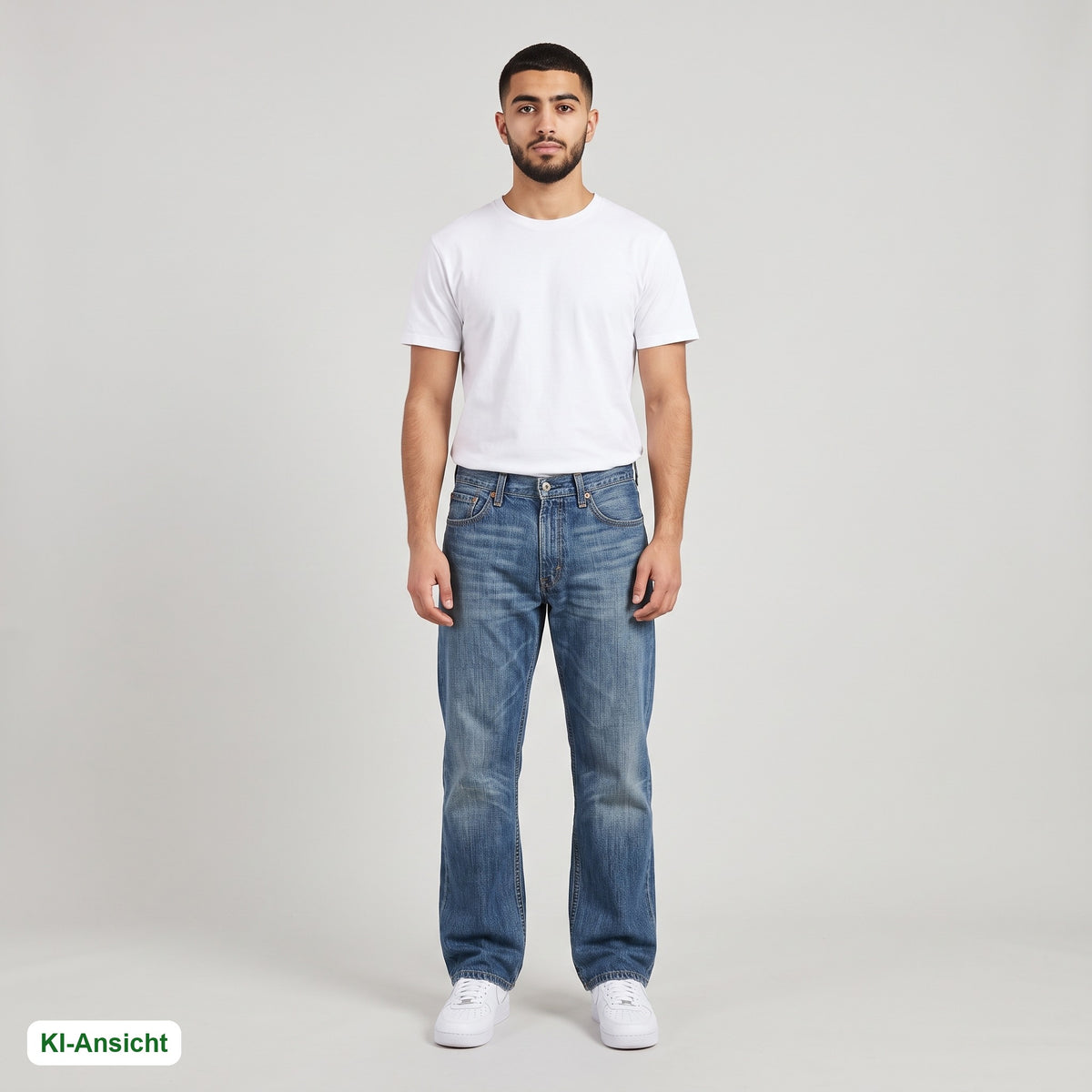 KI-Ansicht: Vintage Levi's Jeans (W38 L32) getragen (KI-Visualisierung, Zustand siehe echte Fotos)